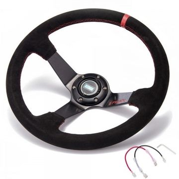 Спортивный руль EPMAN замша чёрная с выносом красный