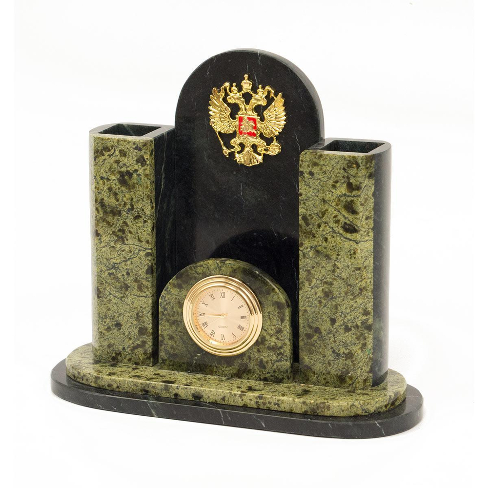 Часы "Герб" змеевик 180х75х170 мм 1290 гр. R116664