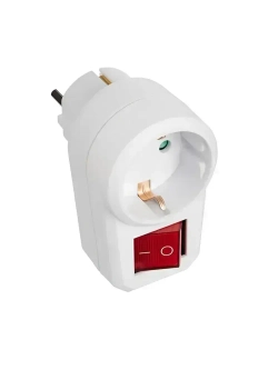 Адаптер сетевой / розетка с выключателем 16 А с заземлением и защитными шторками