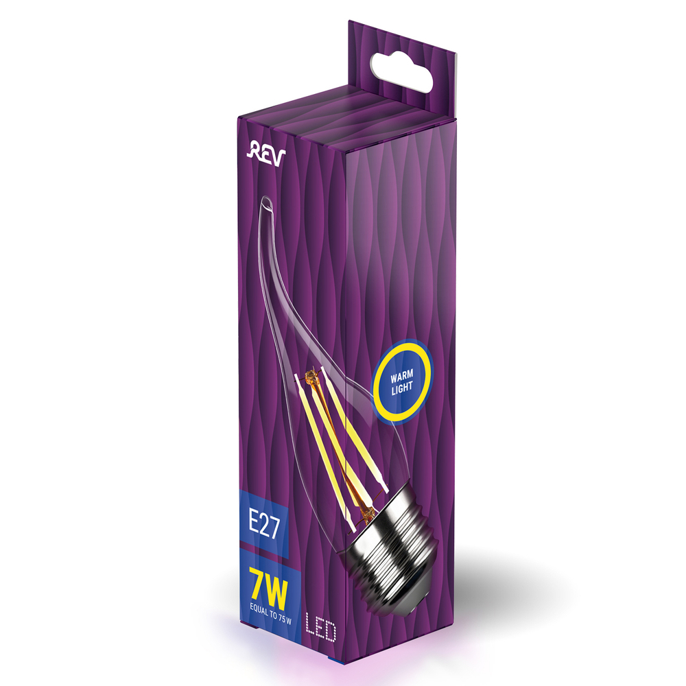 Лампа светодиодная FILAMENT свеча на ветру FC37 7W E27 2700K DECO Premium теплый свет