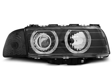 Передние фары angel eyes black для BMW 7 E38 94-98