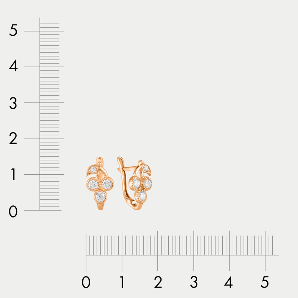 Серьги с фианитами из розового золота 585 пробы для детей (арт. 11265)