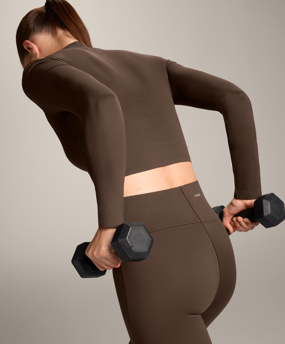 Oysho Футболка с длинным рукавом, темно-коричневый