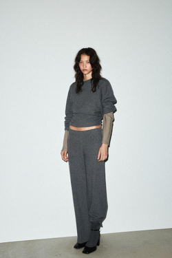 ZARA МЯГКАЯ ТОЛСТОВКА С ДЛИННЫМ РУКАВОМ, СЕРЫЙ МЕЛАНЖ