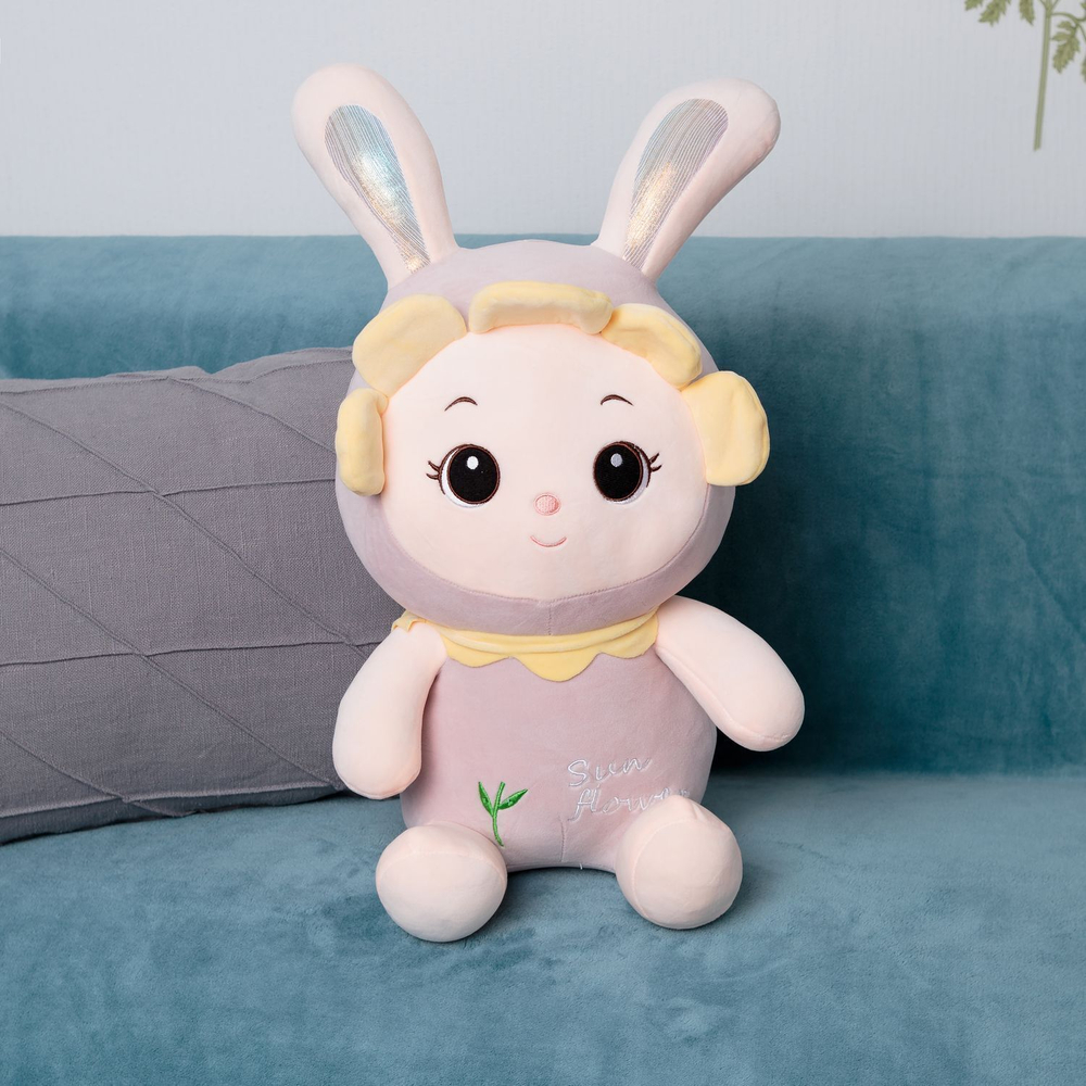Мягкая игрушка Заяц KiDWoW для девочек и мальчиков, большой пушистый велюровый зайчик для новорожденных