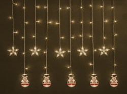 Гирлянда Navigator 95 024 NGF-D037-01 (бахрома звезды и снеговики WW 3*0.6м IP20)