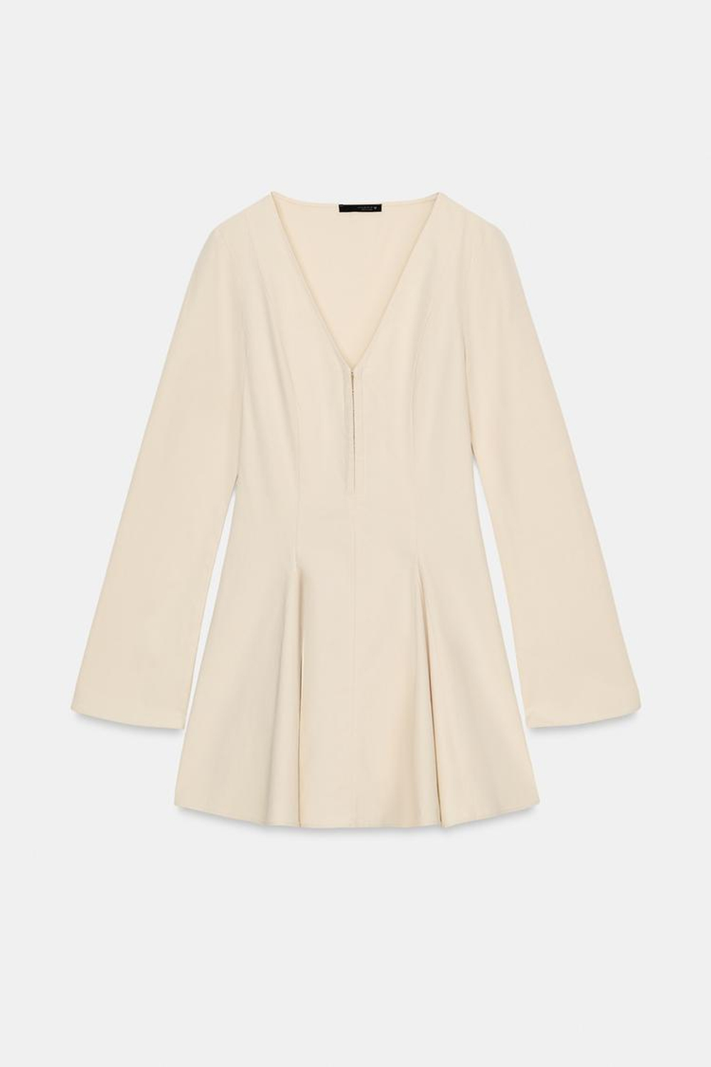 ZARA КОРОТКОЕ ПЛАТЬЕ С РАСКЛЕШЕННОЙ ЮБКОЙ, ПЕСОЧНЫЙ