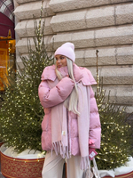 Пуховик Рокет миди розовый в полоску (предзаказ к 20 января)