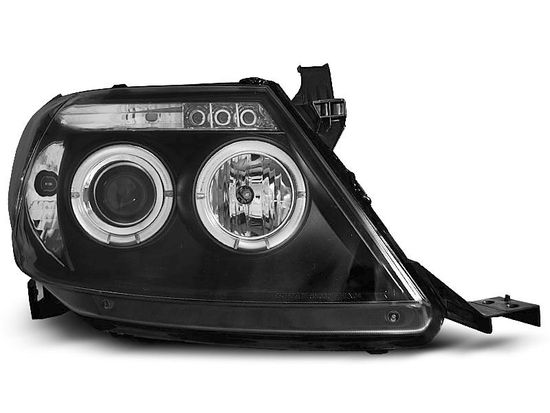 Передние фары Toyota Hilux angel eyes black