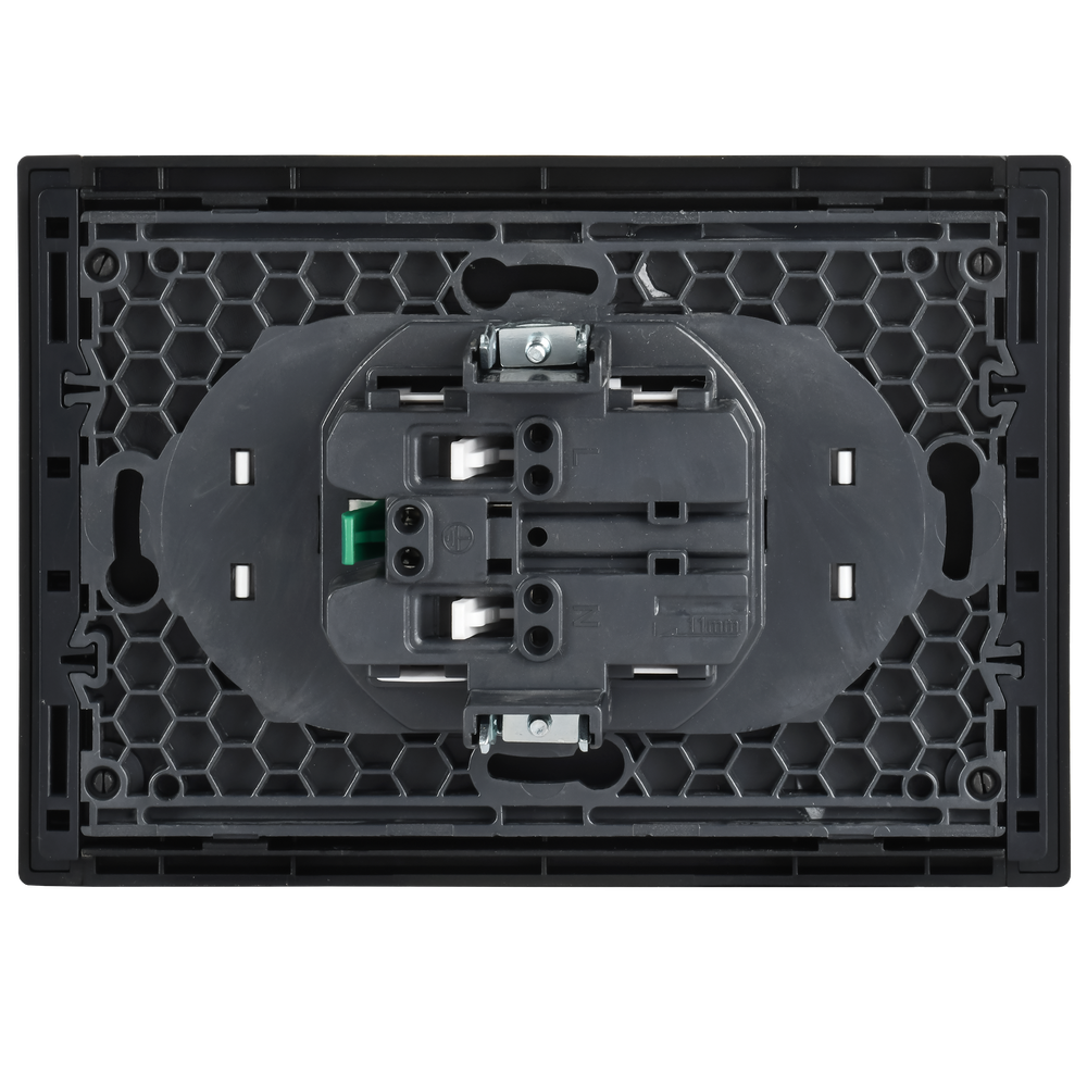 FORTE&PIANO Розетка 2-местная с заземлением без защитных шторок безвинтовое крепление 16А FP724M металл никель IEK