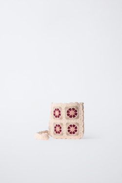 ZARA СУМОЧКА ИЗ КРУЖЕВА КРОШЕ С ЦВЕТОЧНЫМ УЗОРОМ, СВЕТЛО-БЕЖЕВЫЙ