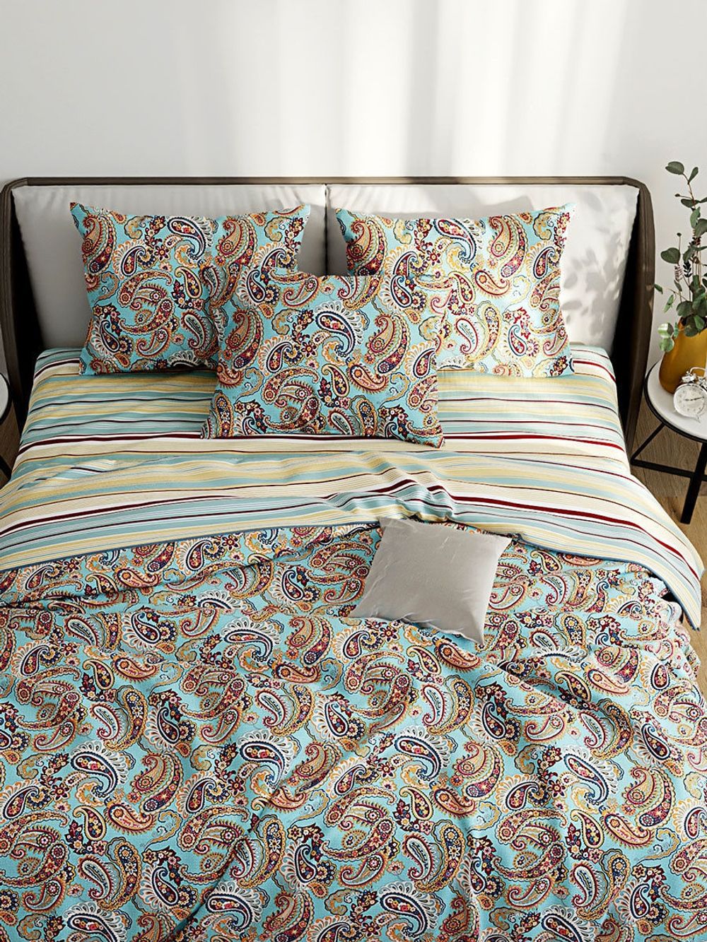 Постельное белье Сказка "Восточная сказка/Восточная сказка (компаньон)" 2-спальный Наволочка 50х70 см 2 шт Простынь 240х215 см Пододеяльник 175х215 см, перкаль