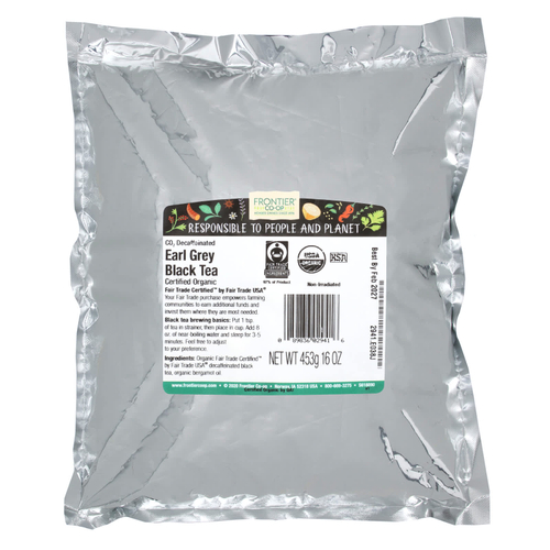 Frontier Co-op, Органический черный чай «Эрл Грей», без кофеина, 453 г (16 унций)