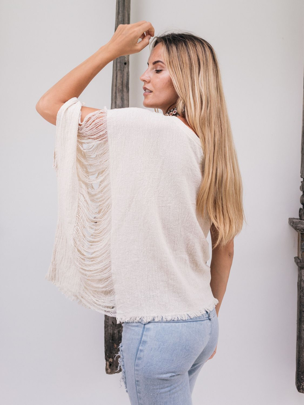 Асимметричный бохо-топ молочный