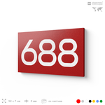 Номер на дверь 688, табличка на дверь для офиса, квартиры, кабинета, аудитории, склада, красная 120х70 мм, Айдентика Технолоджи