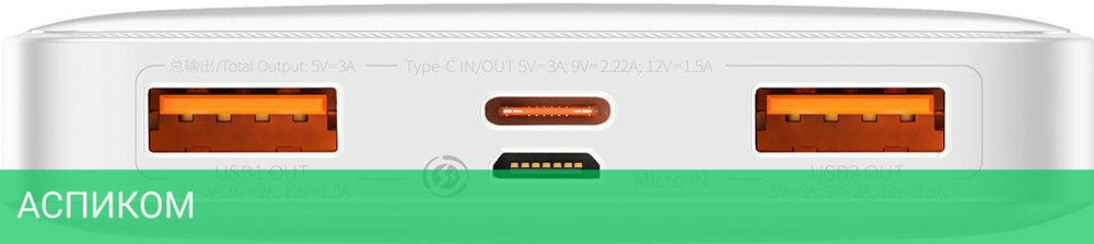 Портативное зарядное устройство Baseus Bipow Digital Display Overseas Edition White (PPBD050502)