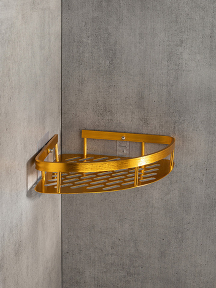 Полка навесная DeNASTIA Алюминий угловая 28x21x5, золотой