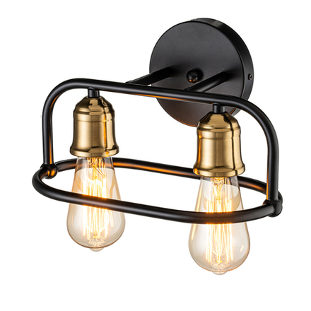 Настенный светильник 2x40Вт E27, металл, черный/бронза