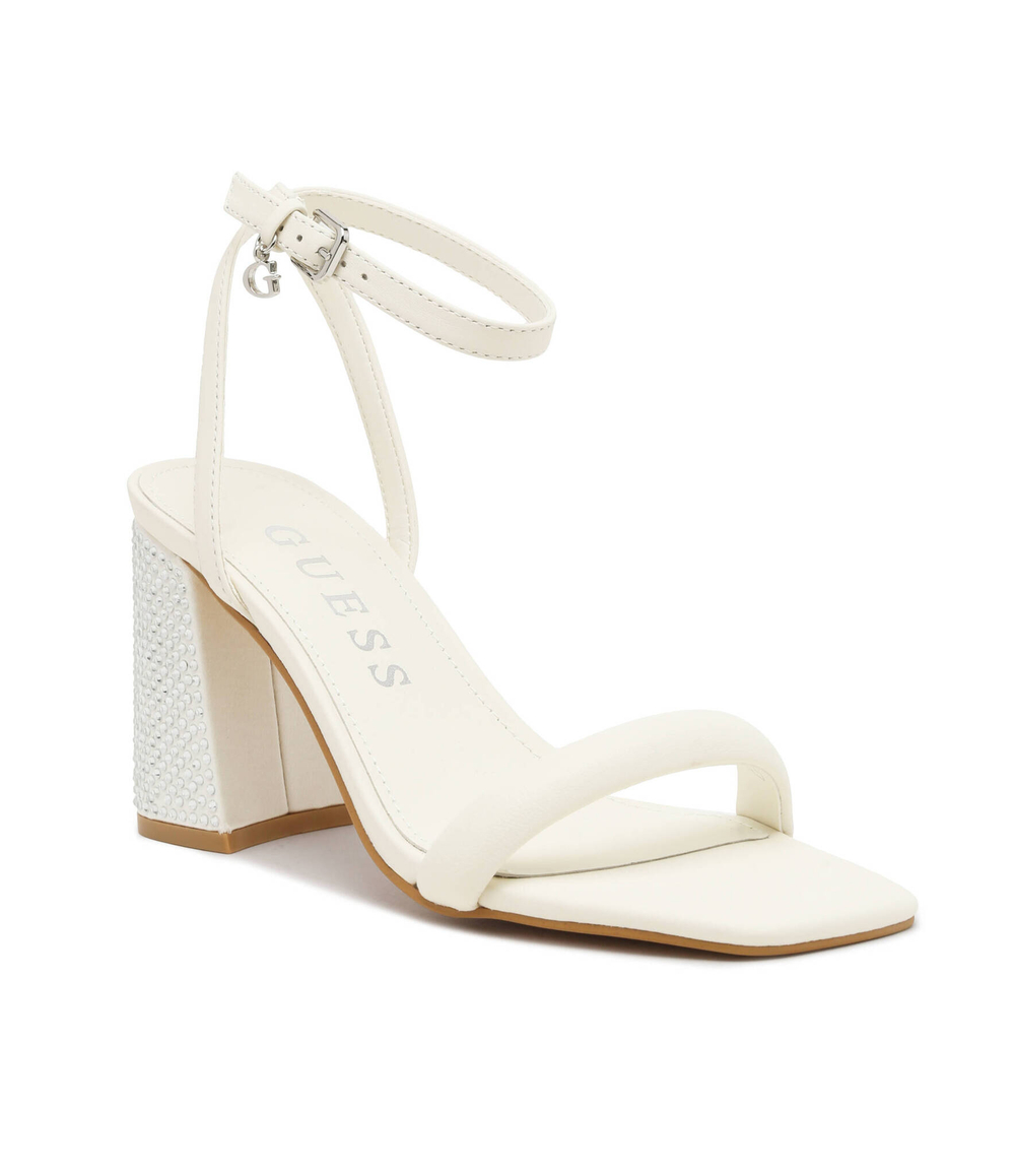 Кожаные босоножки на каблуке Guess - экрю(FLJGEL LEA03)
