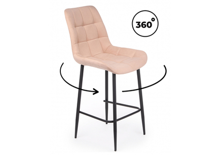 Барный стул Woodville Челси 360 бежевый (zd 210), черный np, ножки черные