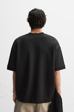 ZARA ТОЛСТОВКА С РЕЛЬЕФНЫМ ПРИНТОМ, ЧЕРНЫЙ