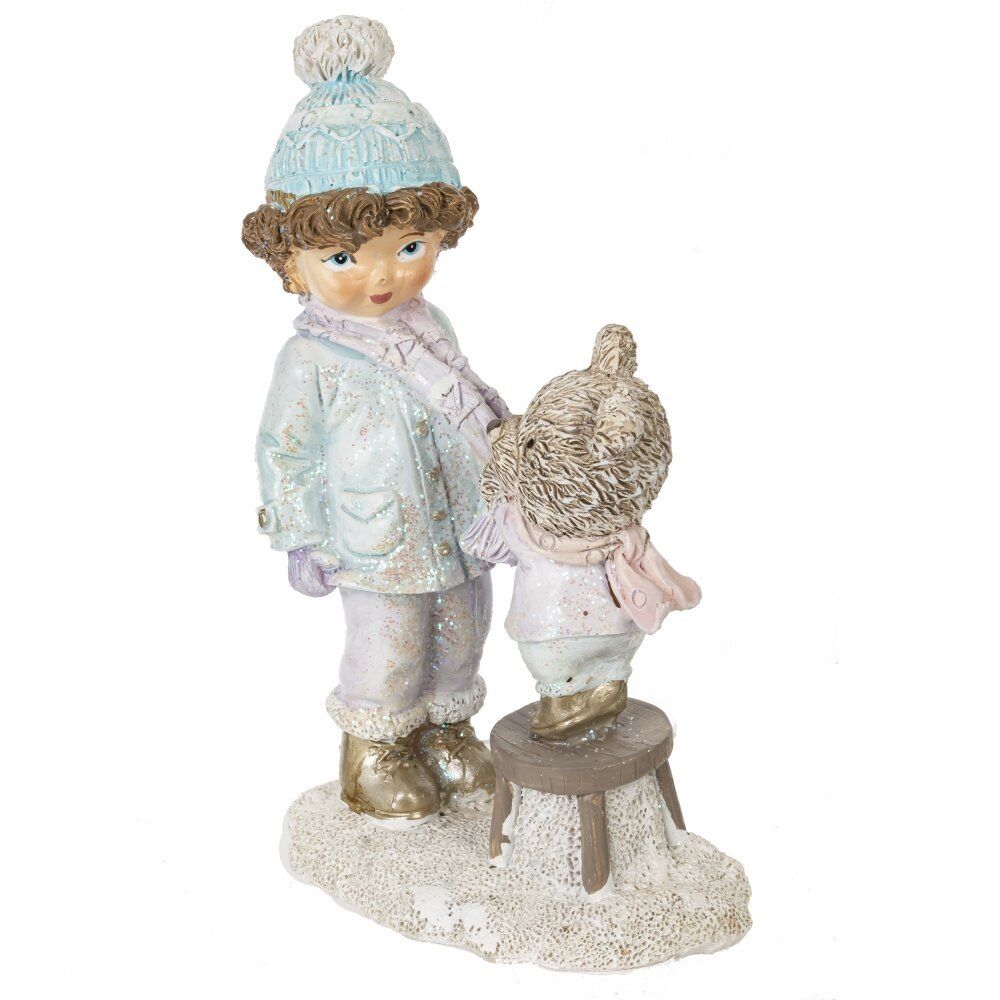 GAEM Фигурка декоративная "Мальчик и медвежонок", L9 W5 H13,5 см