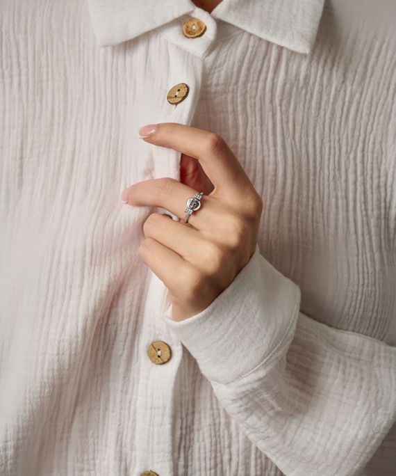 Кольцо Свитч с вращающимся элементом из серебра 925 с эмалью