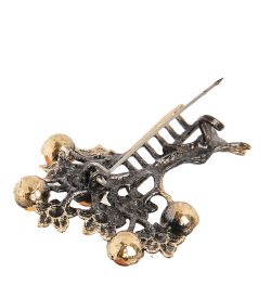 AM-2415 Брошь «Яблоня урожай» (латунь, янтарь)