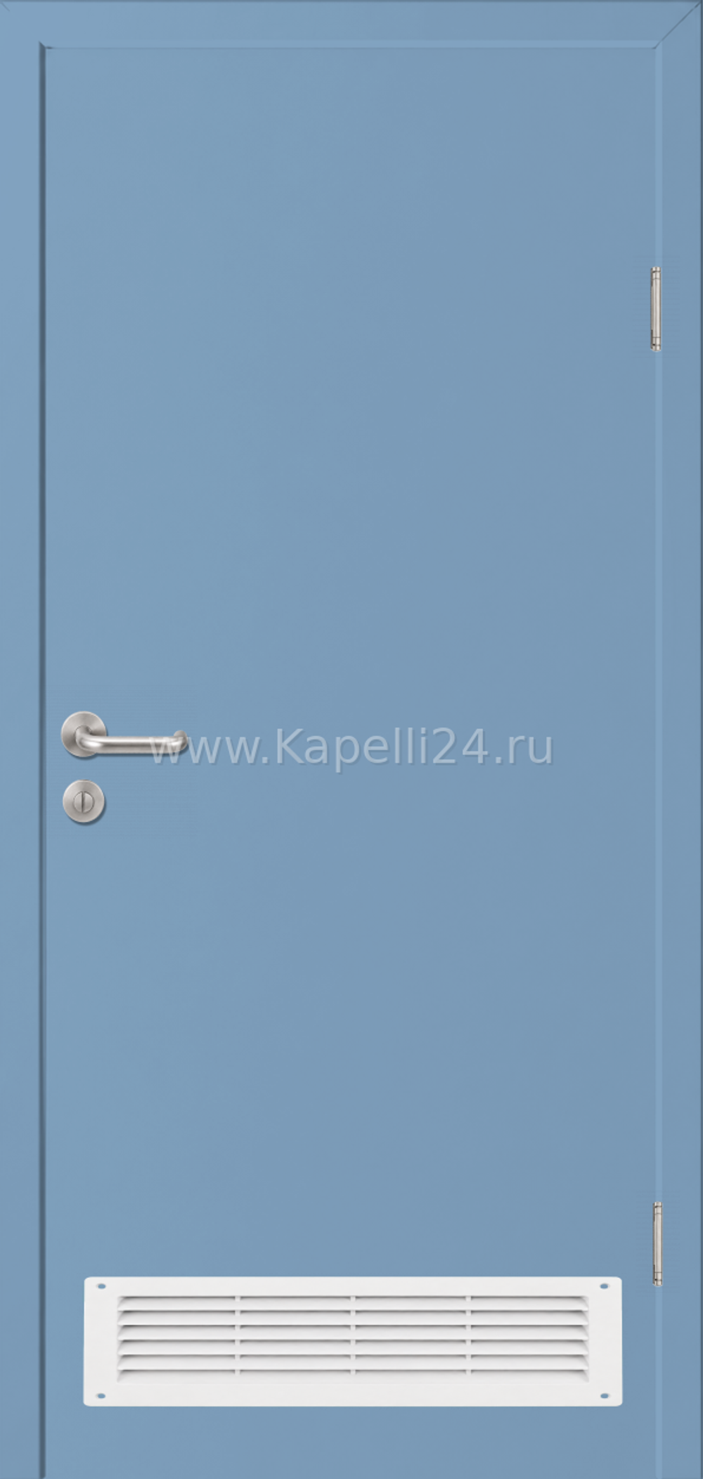Влагостойкая Дверь Капель однопольная Пастельно-голубой RAL 5024 Вентиляционная решетка белая
