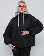 Оптом куртка короткая черная с капюшоном 42-52