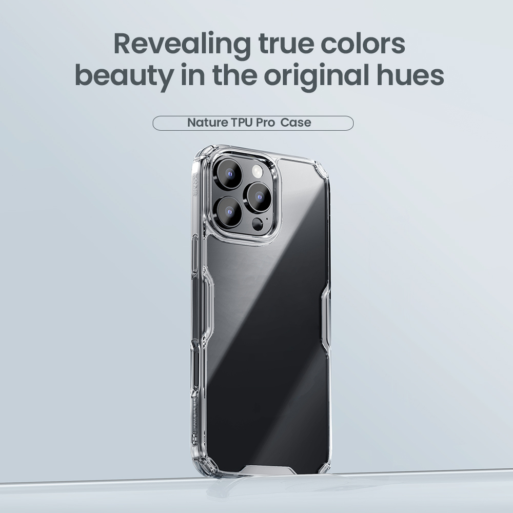 Усиленный прозрачный чехол от Nillkin для iPhone 16 Pro, серия Nature TPU Pro Case