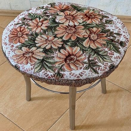 Чехол гобеленовый для табурета "ДВ.", дизайн: 73, диаметр 32см, Россия.