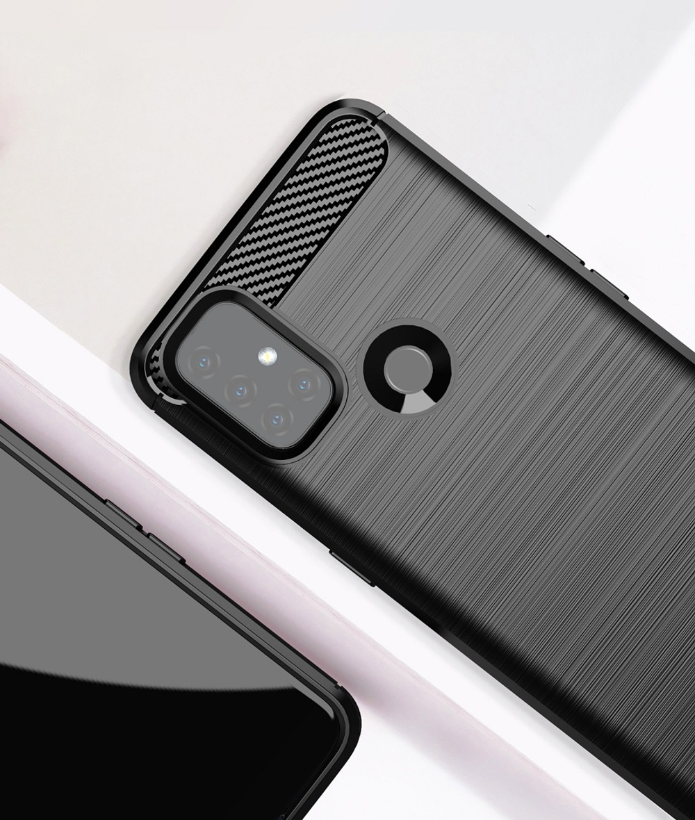 Мягкий чехол черного цвета для OnePlus Nord N10, серии Carbon от Caseport