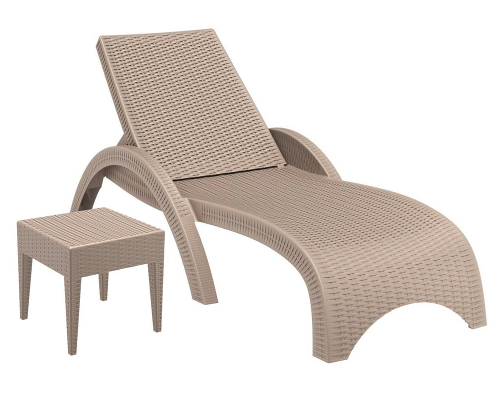 Шезлонг пластиковый с матрасом Siesta Contract GS 1009 (Fiji), бежевый, слоновая кость
