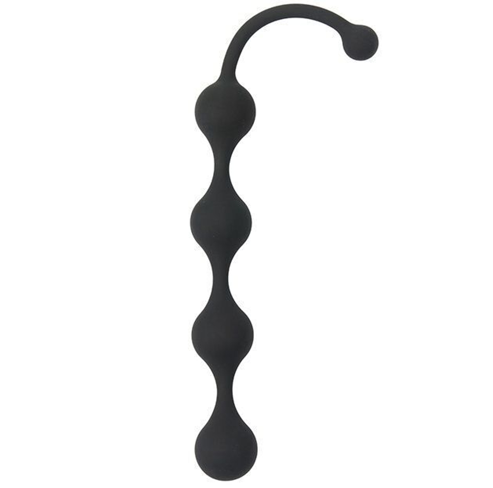 Чёрная анальная цепочка Four Beads Anal Black - 24 см. (Цвет: черный)
