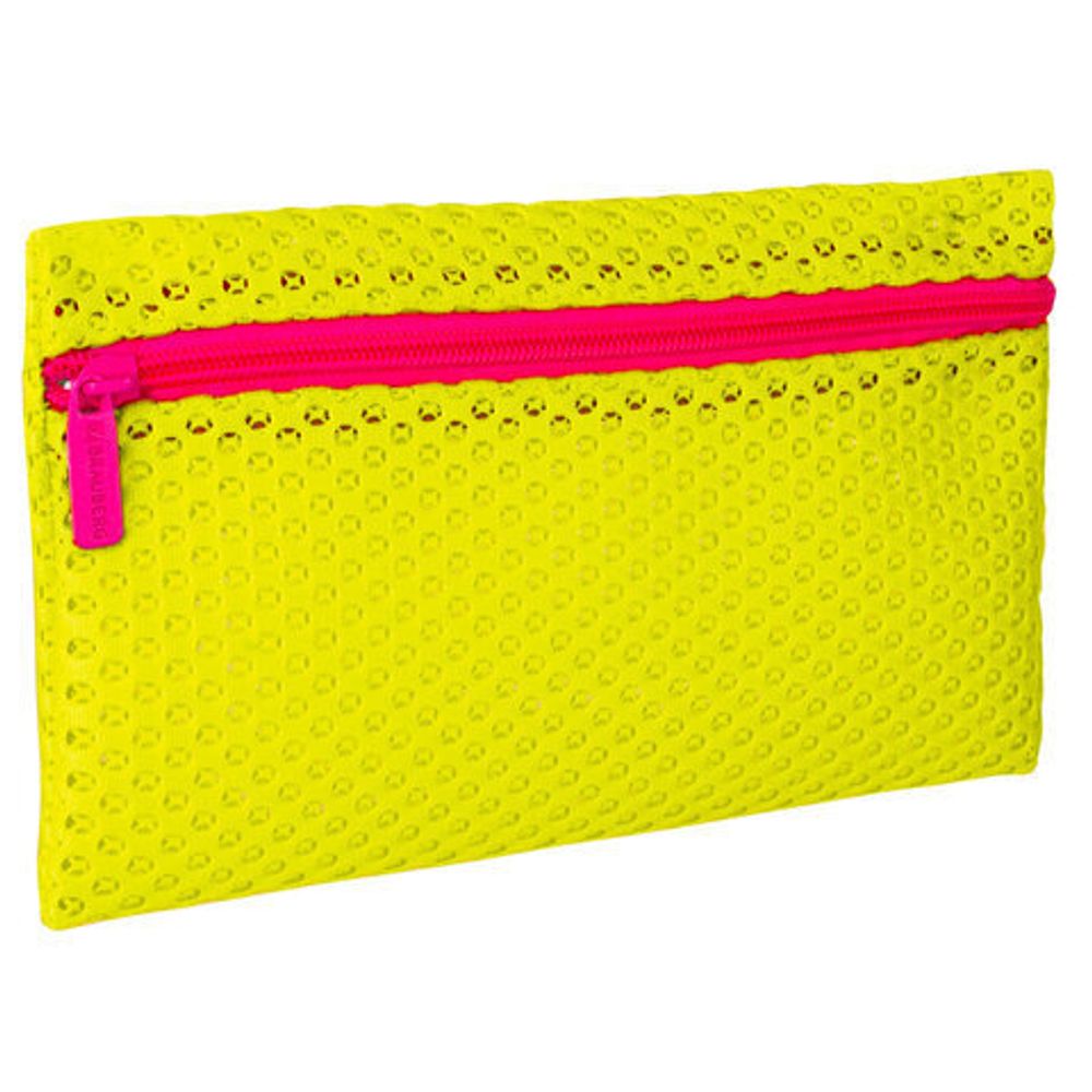 Пенал-косметичка BRAUBERG, сетка, "Neon", желтый, 23х14 см, 229026