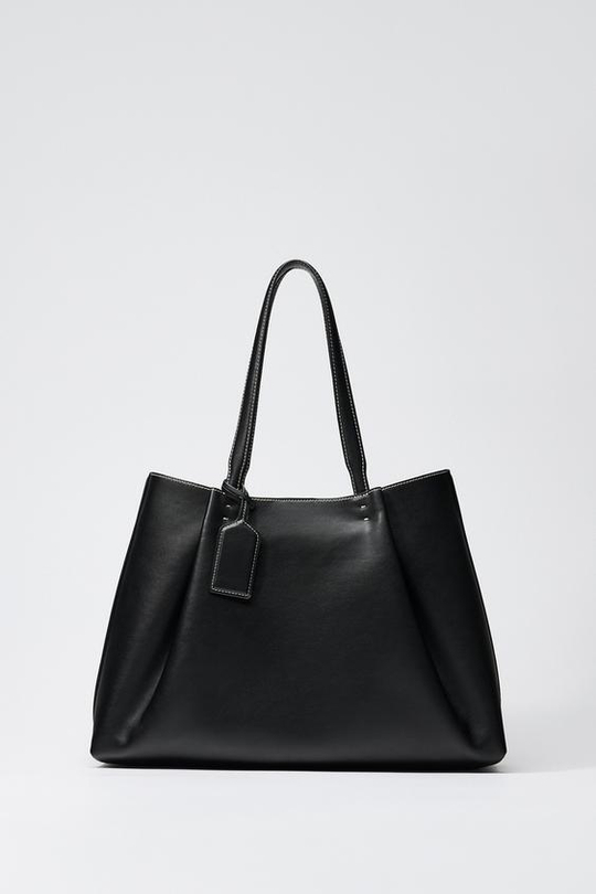 ZARA БОЛЬШАЯ СУМКА-ТОУТ, ЧЕРНЫЙ