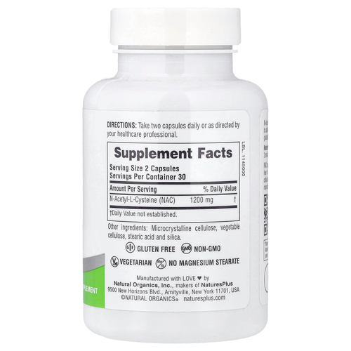 NaturesPlus, Pro, NAC 1200, 60 капсул (600 мг в 1 капсуле)