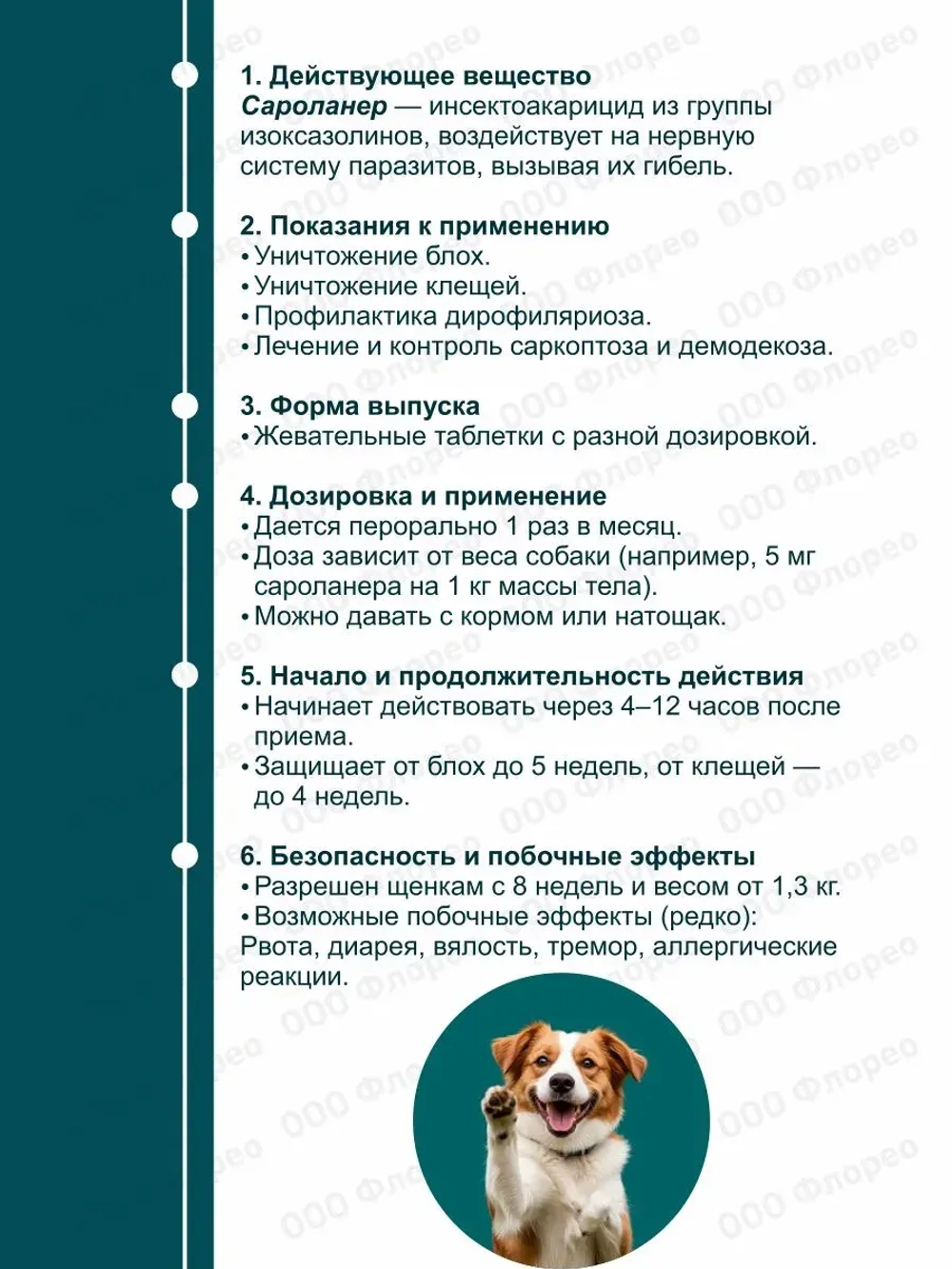 Симпарика от блох и клещей (до 2,5 кг), 3 таблетки.