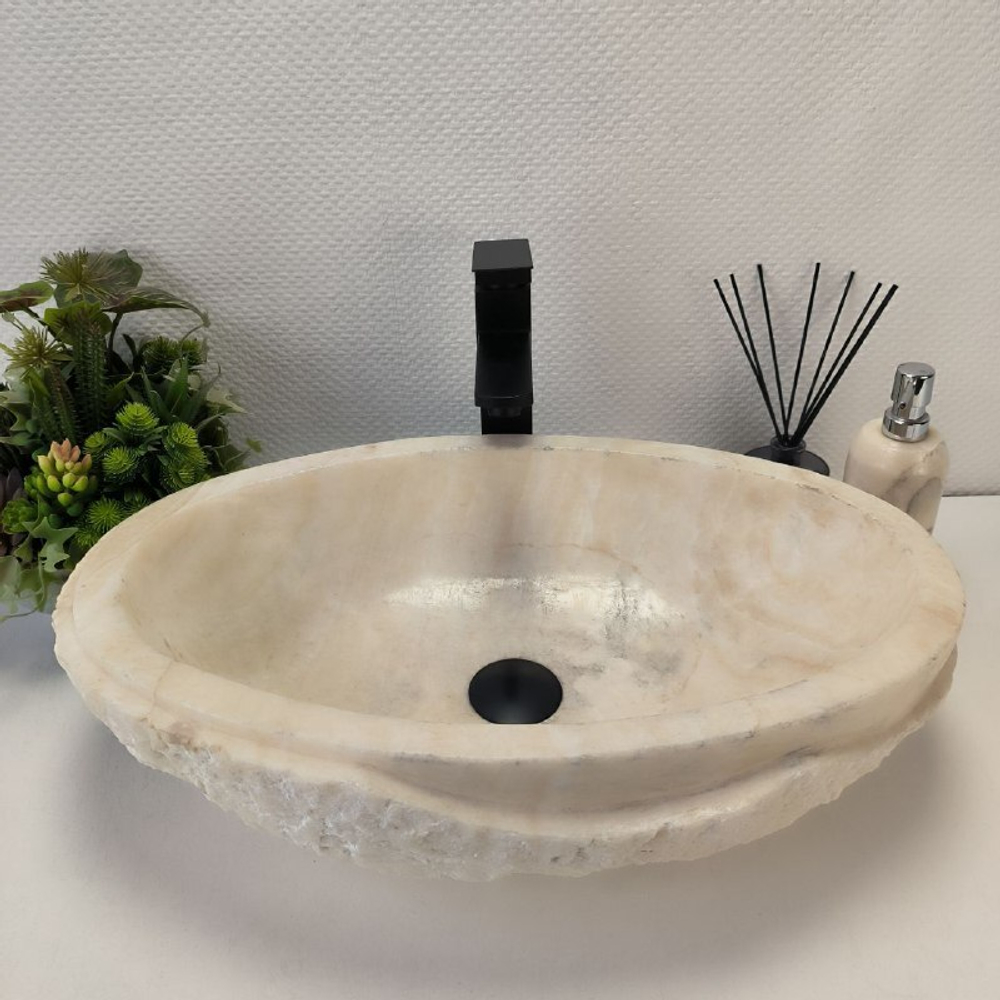 Раковина из оникса Oval White Marmo Wave OO-62704 58*38*15