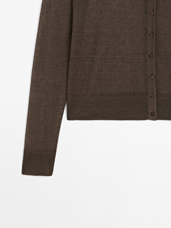 Massimo Dutti Кардиган из смесового льна с платком, коричневый