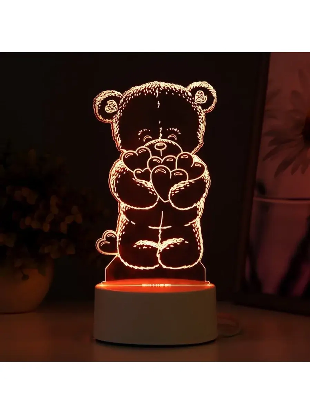 Светильник 3D ночник RISALUX «Мишутка», LED RGB, от сети, 9.