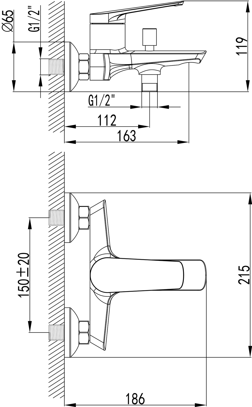 Смеситель для ванны с душем STWORKI Вирклунд S05100CR хром