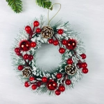Венок новогодний d-20 см «Морозный иней», красный