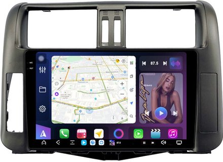 Магнитола для Toyota Land Cruiser Prado 150 2009-2013 (рамка графит) - FarCar GX9-7041G монитор 9.5" 2K QLED на Android 14, TS20, 6+128Гб, CarPlay, 4G SIM-слот