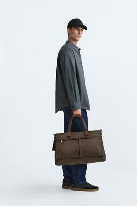 ZARA СУМКА ИЗ НЕЙЛОНА, КОРИЧНЕВЫЙ