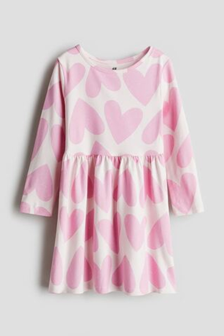 H&M Хлопковое платье с принтом, розовый
