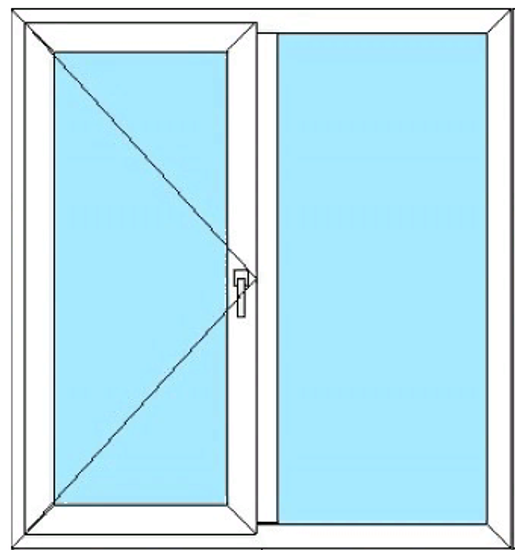 Окно пластиковое ПВХ 1170*1140+п.п. поворотное левое БрусБокс 60