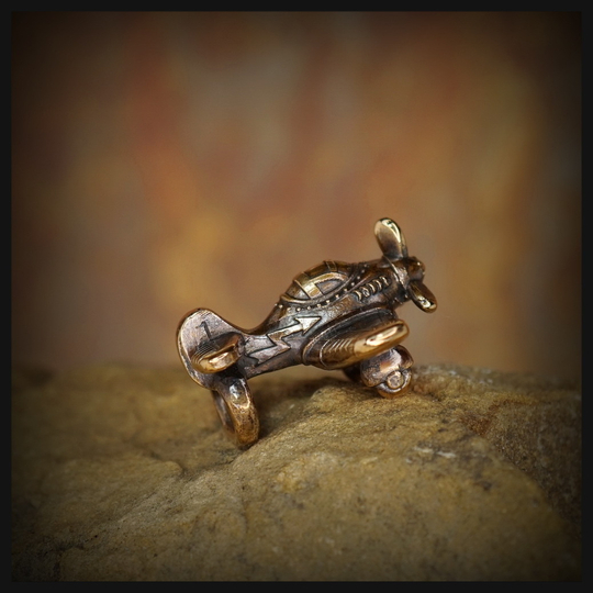 Бусина "Самолет" для темляков или браслетов , бронза