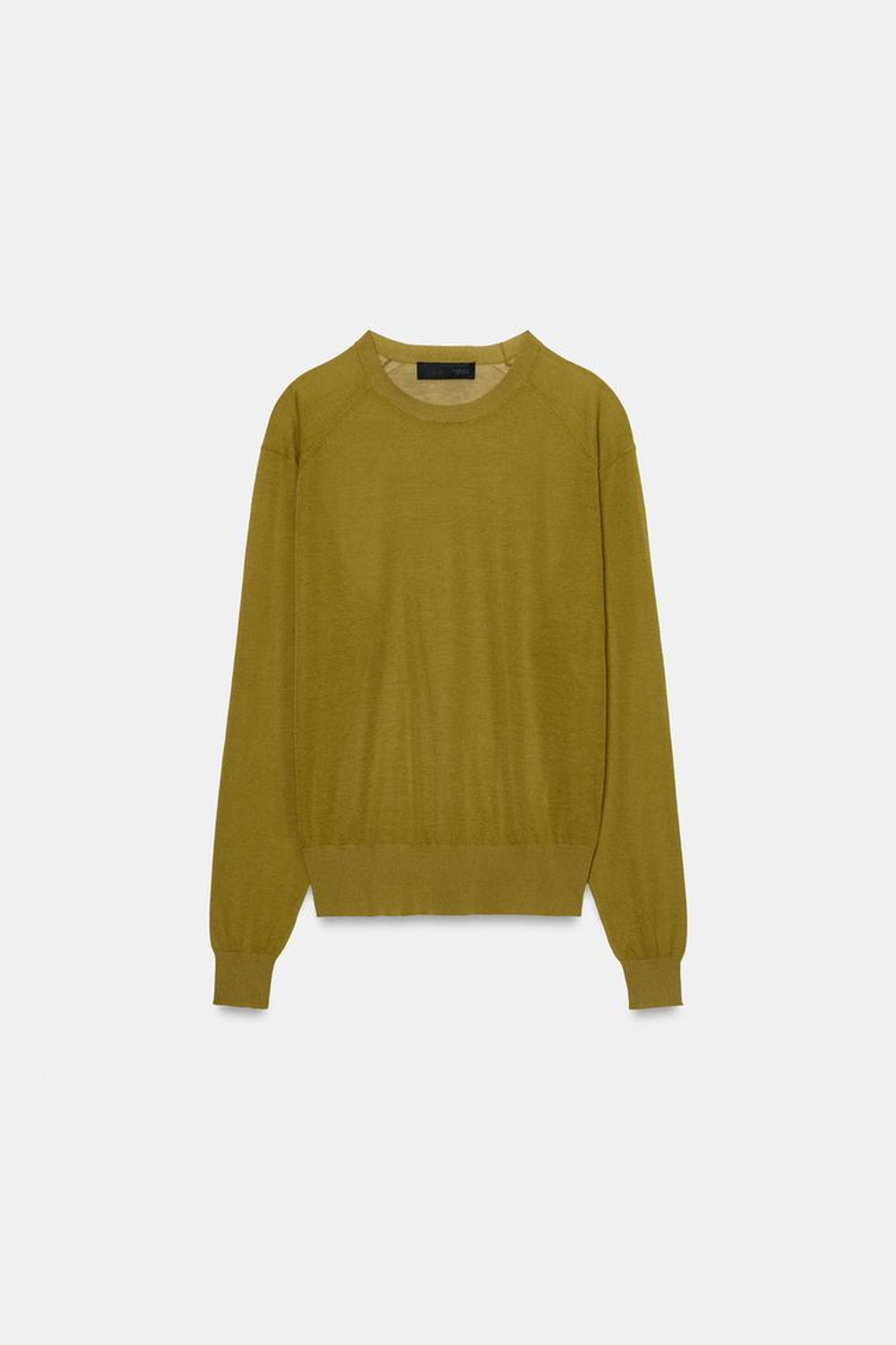 ZARA ТОНКИЙ СВИТЕР С ПЛЕЧЕВЫМИ ШВАМИ, ОЛИВКОВЫЙ